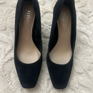 Alfani Black Suede Pointed-Toe Block Heel Pumps